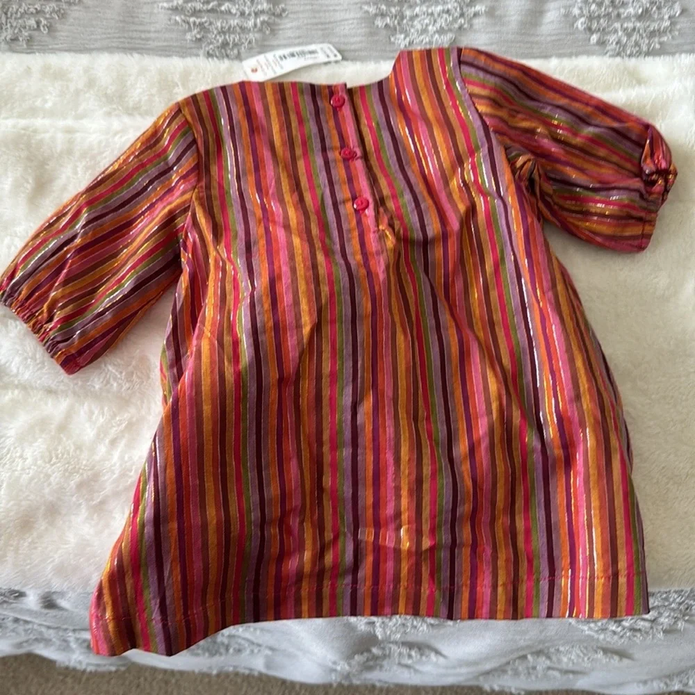Gymboree 3/4 sleeve metallic stripped dress NWT size 12-18 months